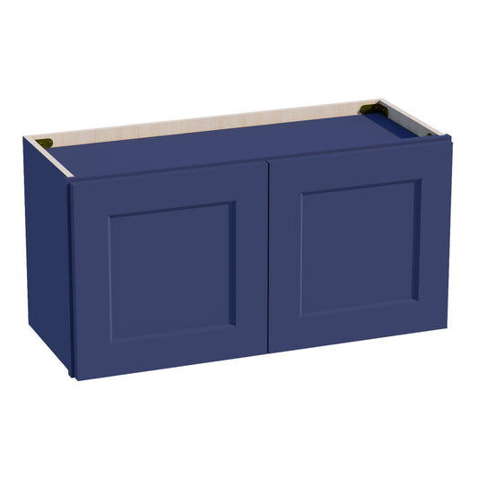 HB - W3015: Indigo Blue Shaker 30"W x 15"H 2 Doors Standard Wall Bridge Cabinet - NextCabinets