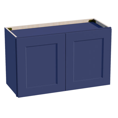 HB - W3018: Indigo Blue Shaker 30"W x 18"H 2 Doors Standard Wall Bridge Cabinet - NextCabinets