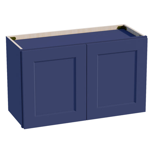 HB - W3018: Indigo Blue Shaker 30"W x 18"H 2 Doors Standard Wall Bridge Cabinet - NextCabinets