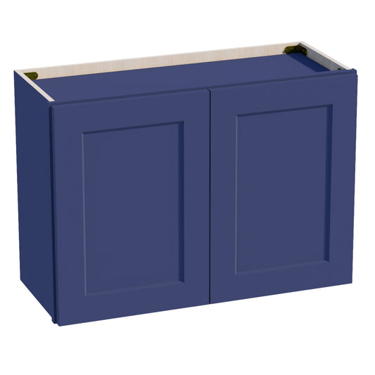 HB - W3021: Indigo Blue Shaker 30"W x 21"H 2 Doors Standard Wall Bridge Cabinet - NextCabinets