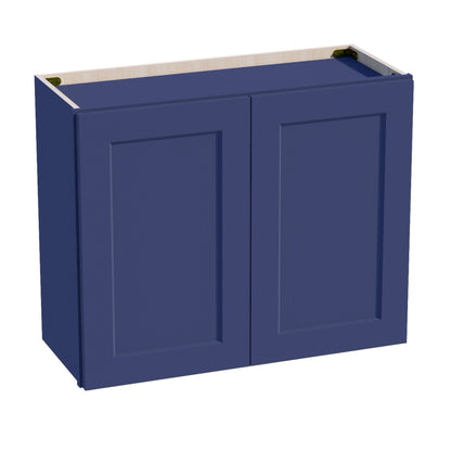 HB - W3024: Indigo Blue Shaker 30"W x 24"H 2 Doors Standard Wall Bridge Cabinet - NextCabinets