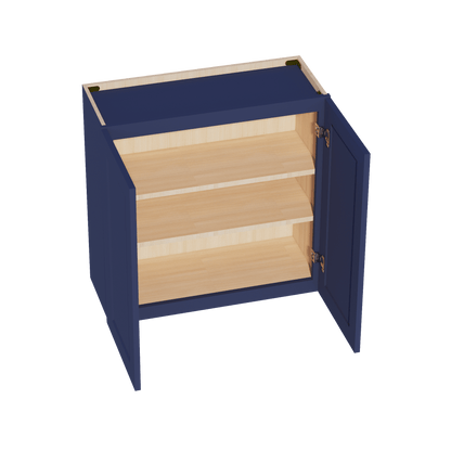 HB - W3030: Indigo Blue Shaker 30"W x 30"H 2 Doors & 2 Shelves Standard Wall Cabinet - NextCabinets