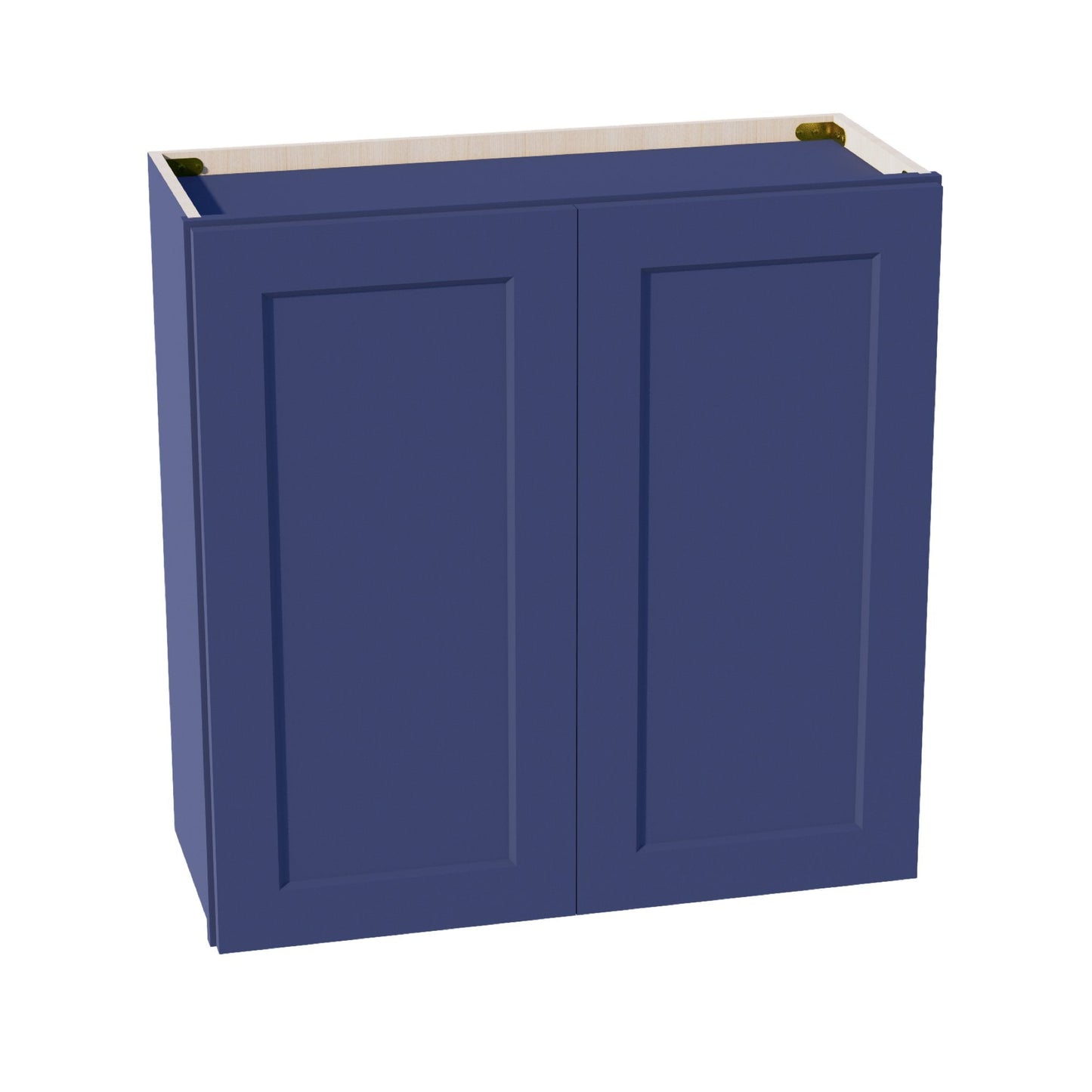 HB - W3030: Indigo Blue Shaker 30"W x 30"H 2 Doors & 2 Shelves Standard Wall Cabinet - NextCabinets