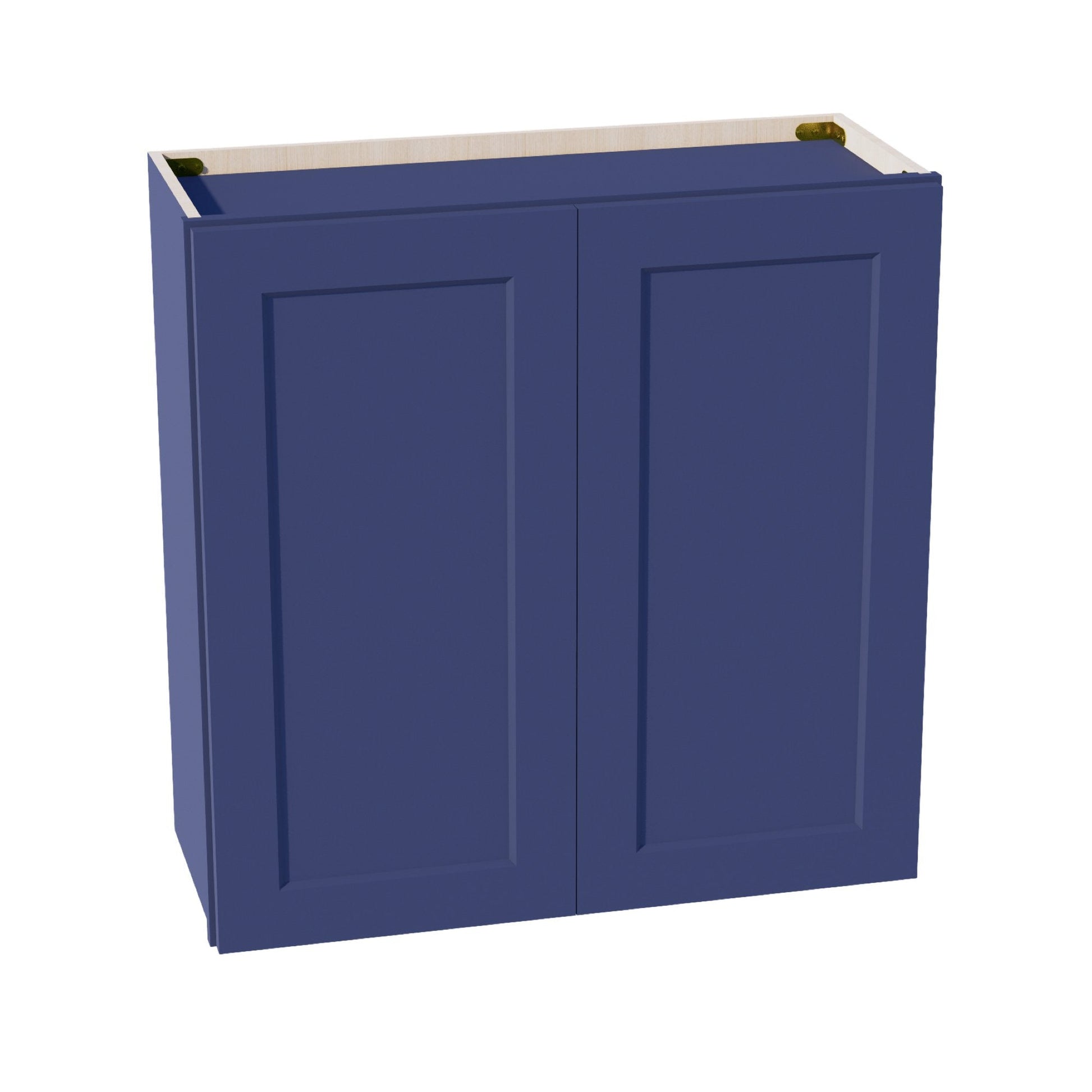HB - W3030: Indigo Blue Shaker 30"W x 30"H 2 Doors & 2 Shelves Standard Wall Cabinet - NextCabinets