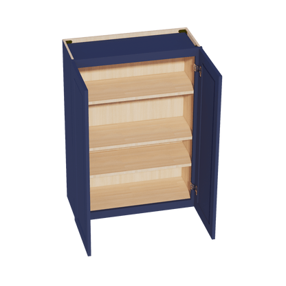 HB - W3042: Indigo Blue Shaker 30"W x 42"H 2 Doors & 3 Shelves Standard Wall Cabinet - NextCabinets