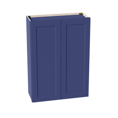 HB - W3042: Indigo Blue Shaker 30"W x 42"H 2 Doors & 3 Shelves Standard Wall Cabinet - NextCabinets