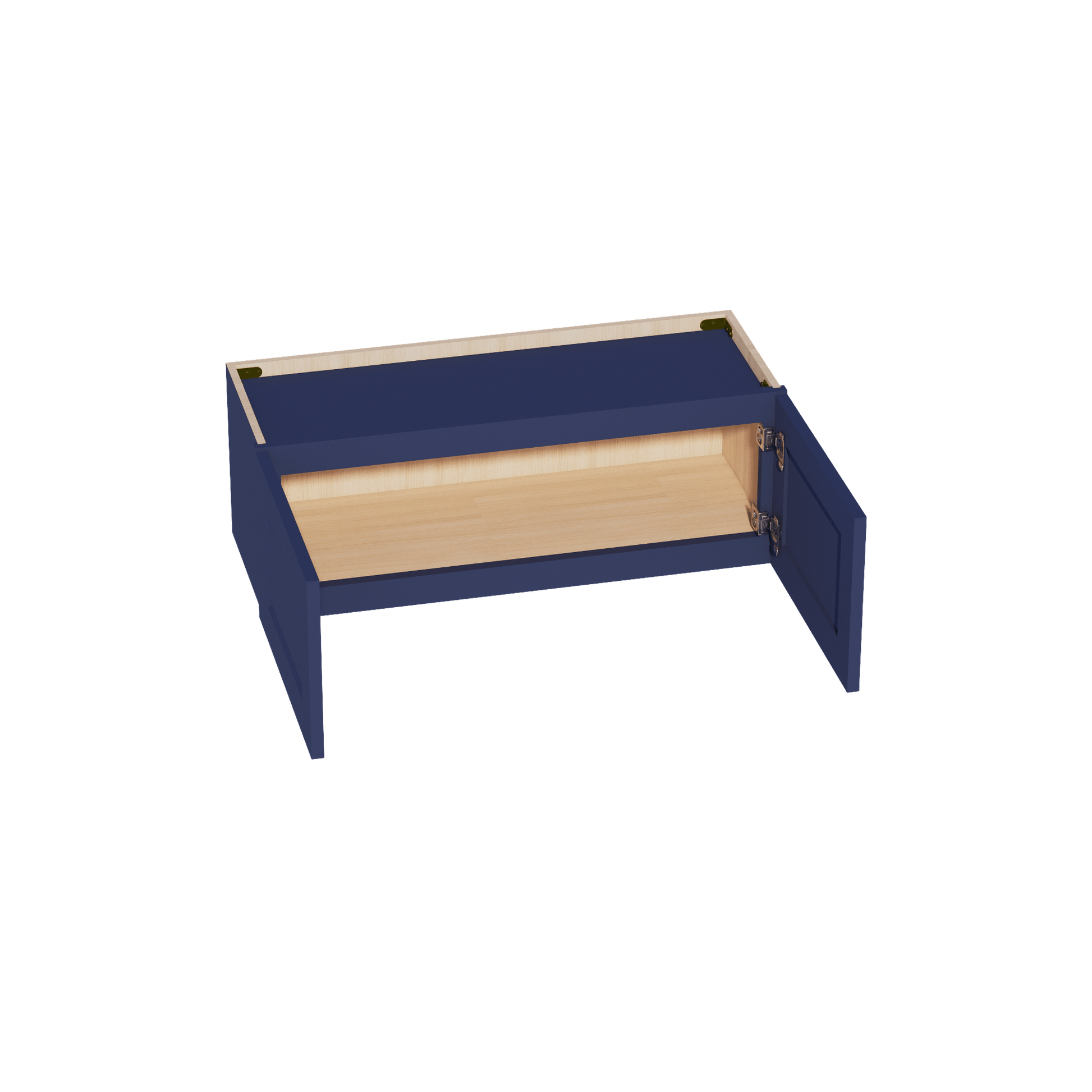 HB - W3312: Indigo Blue Shaker 33"W x 12"H 2 Doors Standard Wall Bridge Cabinet - NextCabinets