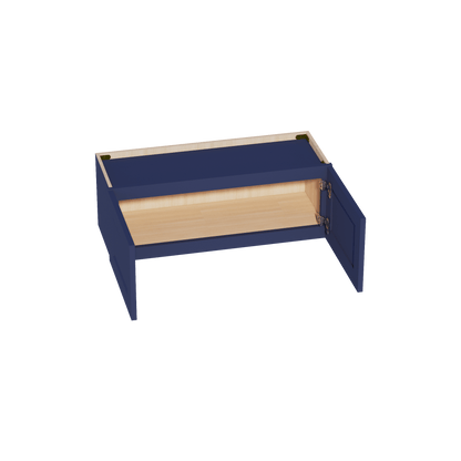 HB - W3312: Indigo Blue Shaker 33"W x 12"H 2 Doors Standard Wall Bridge Cabinet - NextCabinets