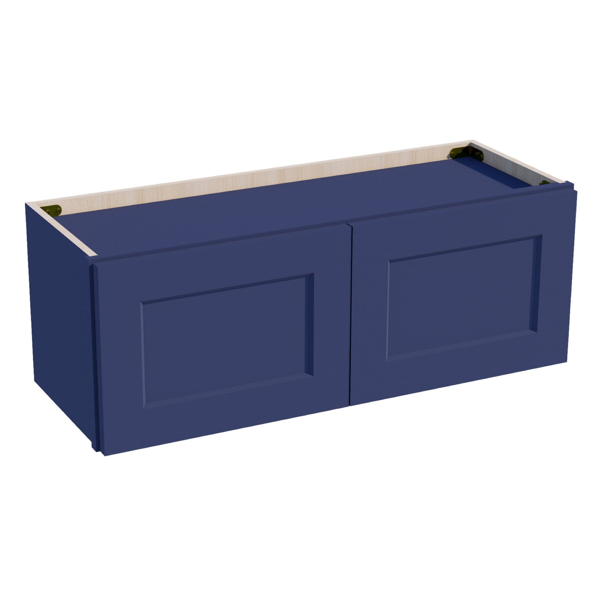 HB - W3312: Indigo Blue Shaker 33"W x 12"H 2 Doors Standard Wall Bridge Cabinet - NextCabinets
