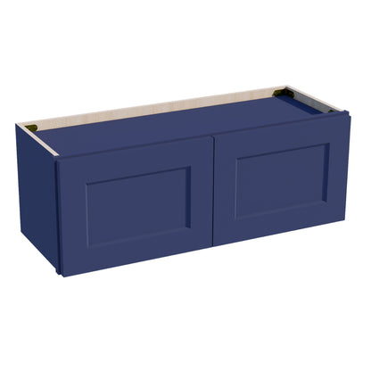 HB - W3312: Indigo Blue Shaker 33"W x 12"H 2 Doors Standard Wall Bridge Cabinet - NextCabinets