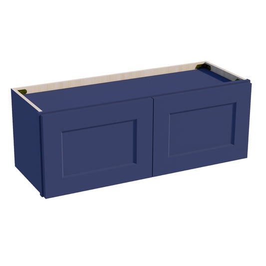 HB - W3312: Indigo Blue Shaker 33"W x 12"H 2 Doors Standard Wall Bridge Cabinet - NextCabinets