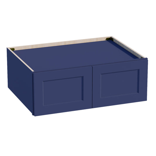 HB - W331224: Indigo Blue Shaker 33"W x 12"H x 24"D 2 Doors Standard Bridge Wall Cabinet - NextCabinets