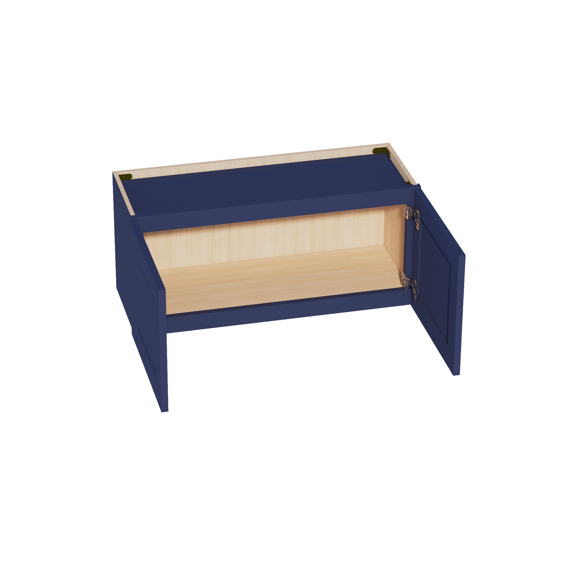 HB - W3315: Indigo Blue Shaker 33"W x 15"H 2 Doors Standard Wall Bridge Cabinet - NextCabinets