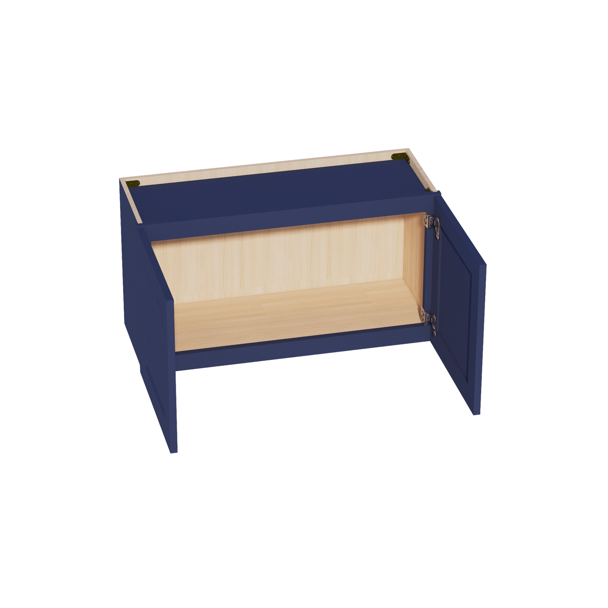HB - W3318: Indigo Blue Shaker 33"W x 18"H 2 Doors Standard Wall Bridge Cabinet - NextCabinets