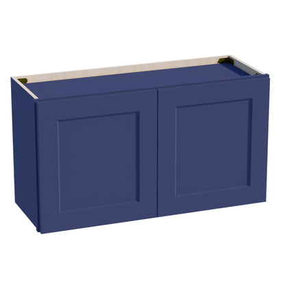 HB - W3318: Indigo Blue Shaker 33"W x 18"H 2 Doors Standard Wall Bridge Cabinet - NextCabinets
