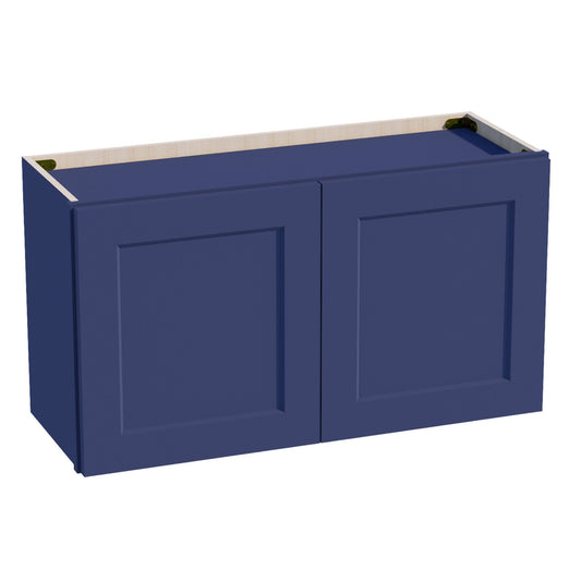 HB - W3318: Indigo Blue Shaker 33"W x 18"H 2 Doors Standard Wall Bridge Cabinet - NextCabinets