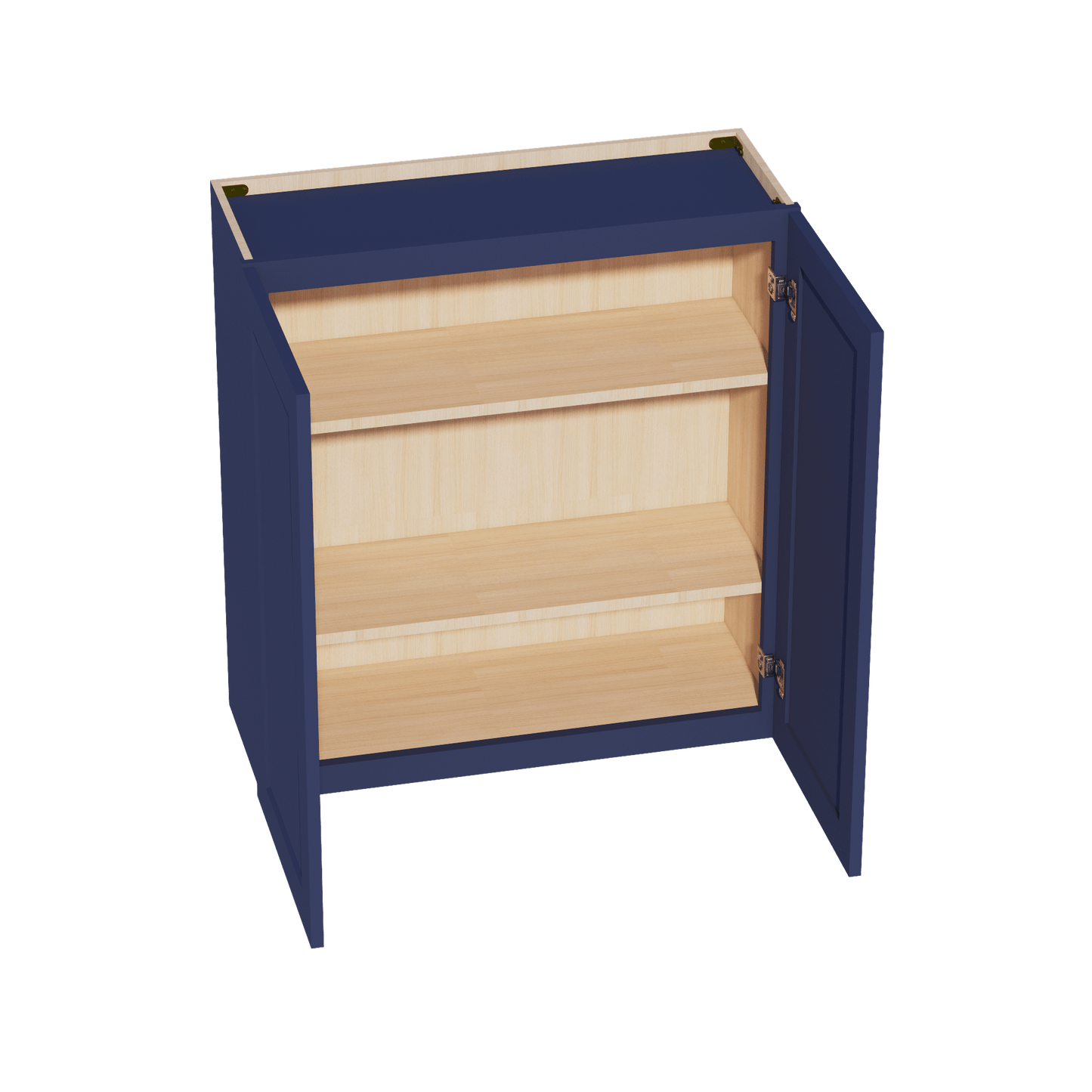 HB - W3336: Indigo Blue Shaker 33"W x 36"H 2 Doors & 2 Shelves Standard Wall Cabinet - NextCabinets