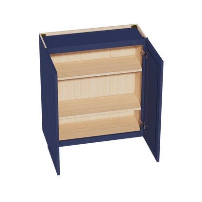 HB - W3336: Indigo Blue Shaker 33"W x 36"H 2 Doors & 2 Shelves Standard Wall Cabinet - NextCabinets
