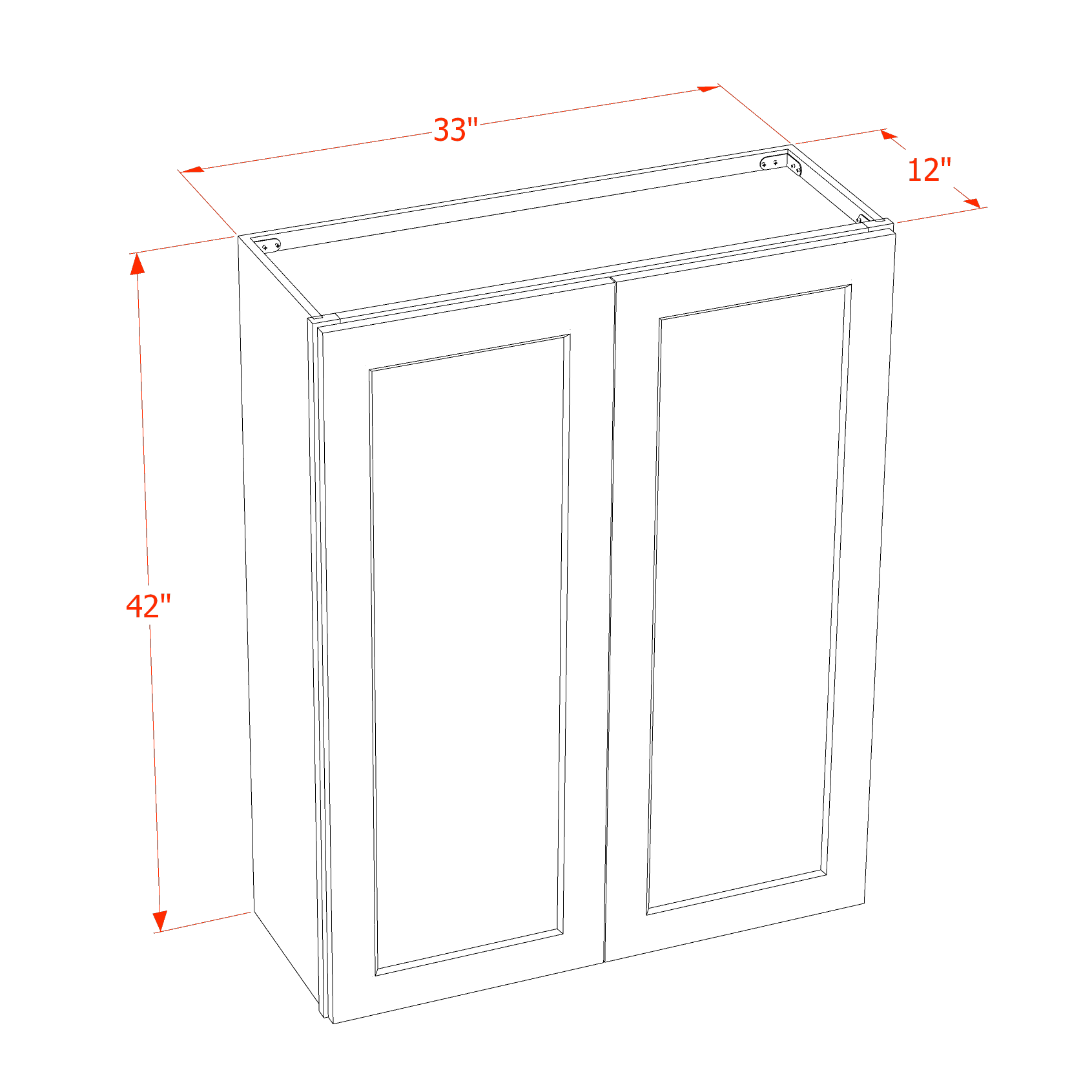 HB - W3342: Indigo Blue Shaker 33"W x 42"H 2 Doors & 3 Shelves Standard Wall Cabinet - NextCabinets