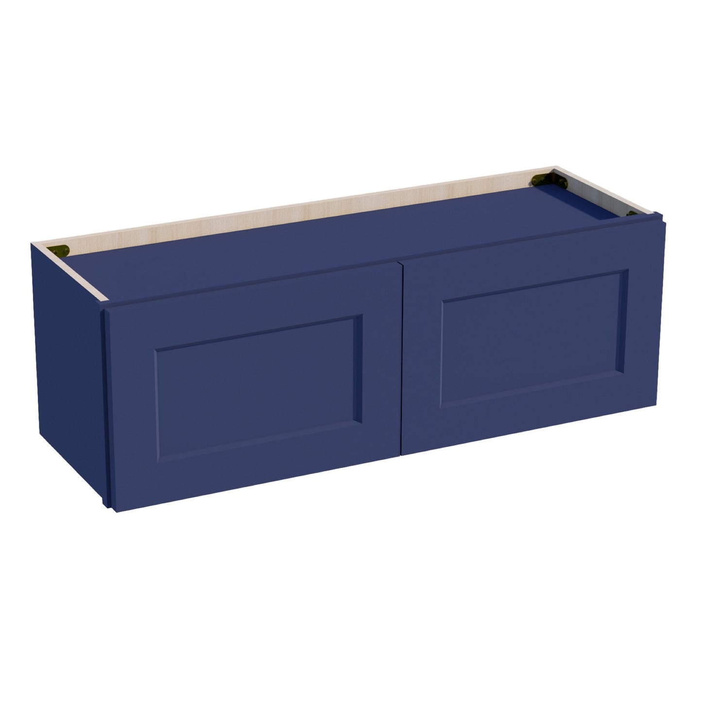 HB - W3612: Indigo Blue Shaker 36"W x 12"H 2 Doors Standard Wall Bridge Cabinet - NextCabinets