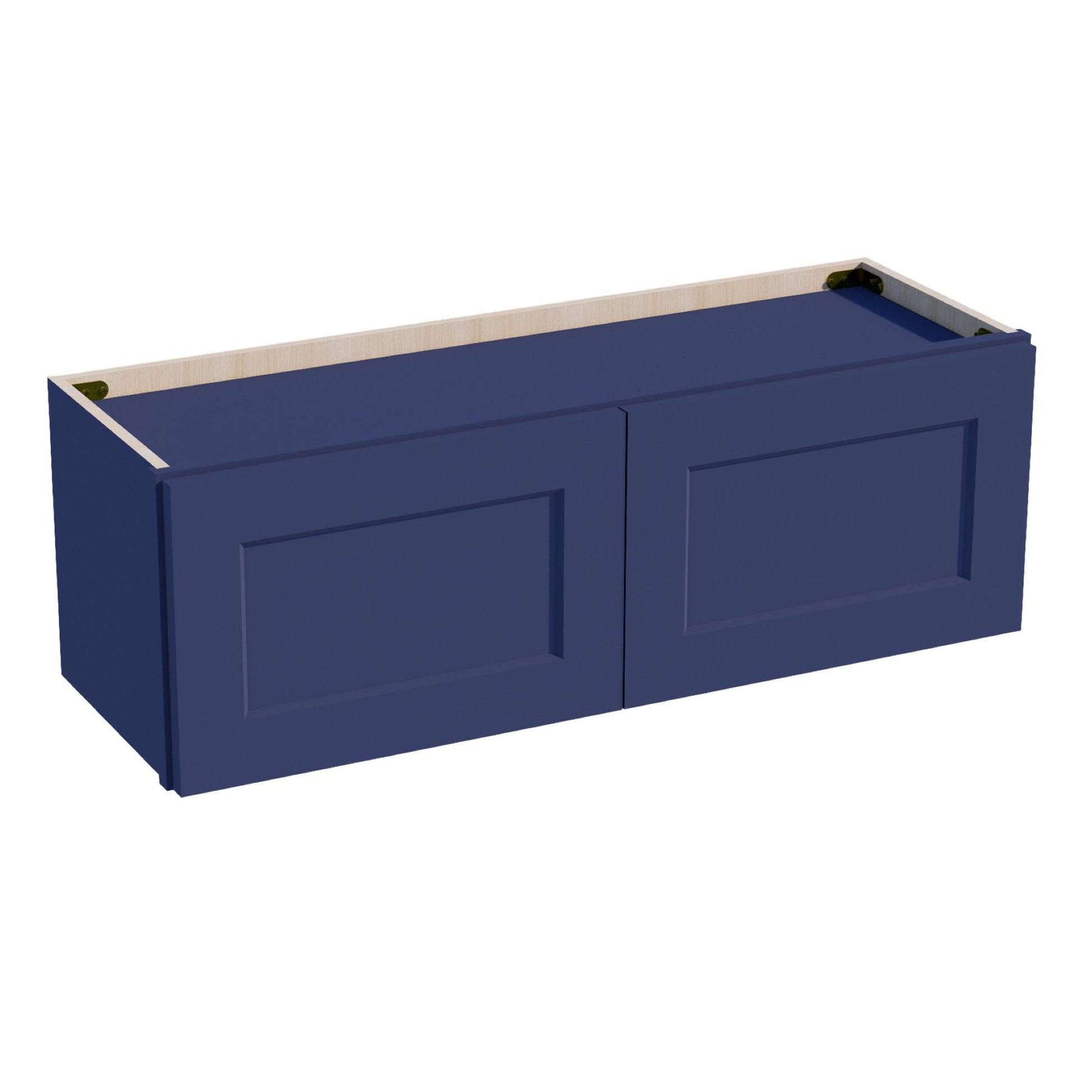 HB - W3612: Indigo Blue Shaker 36"W x 12"H 2 Doors Standard Wall Bridge Cabinet - NextCabinets