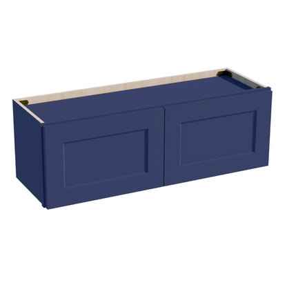 HB - W3612: Indigo Blue Shaker 36"W x 12"H 2 Doors Standard Wall Bridge Cabinet - NextCabinets