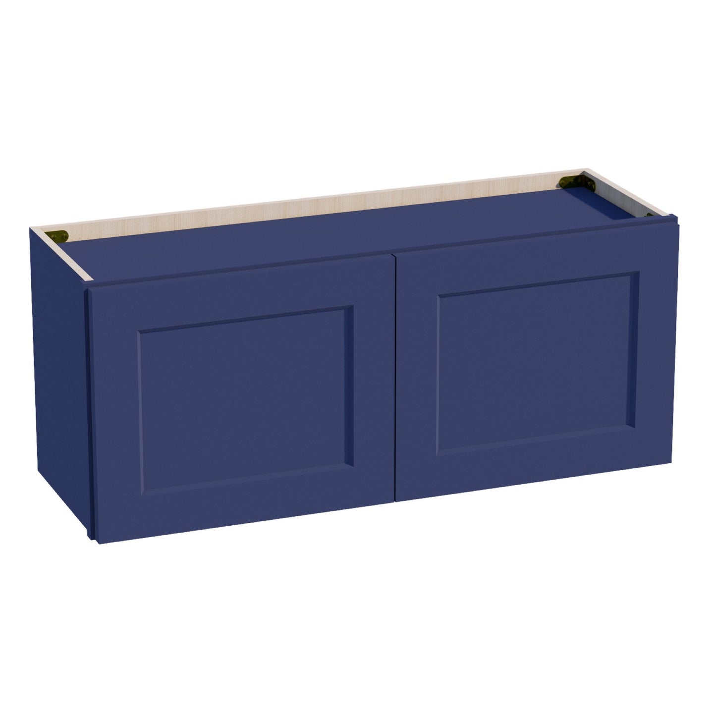 HB - W3615: Indigo Blue Shaker 36"W x 15"H 2 Doors Standard Wall Bridge Cabinet - NextCabinets