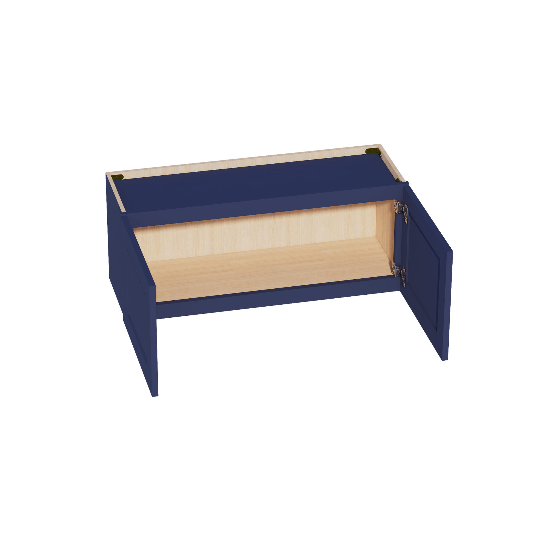 HB - W3615: Indigo Blue Shaker 36"W x 15"H 2 Doors Standard Wall Bridge Cabinet - NextCabinets