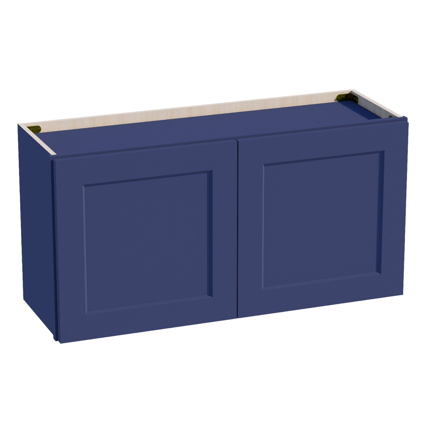 HB - W3618: Indigo Blue Shaker 36"W x 18"H 2 Doors Standard Wall Bridge Cabinet - NextCabinets