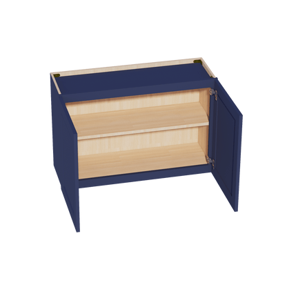 HB - W3624: Indigo Blue Shaker 36"W x 24"H 2 Doors Standard Wall Bridge Cabinet - NextCabinets