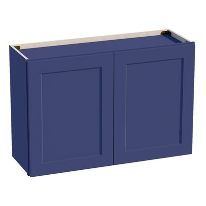 HB - W3624: Indigo Blue Shaker 36"W x 24"H 2 Doors Standard Wall Bridge Cabinet - NextCabinets