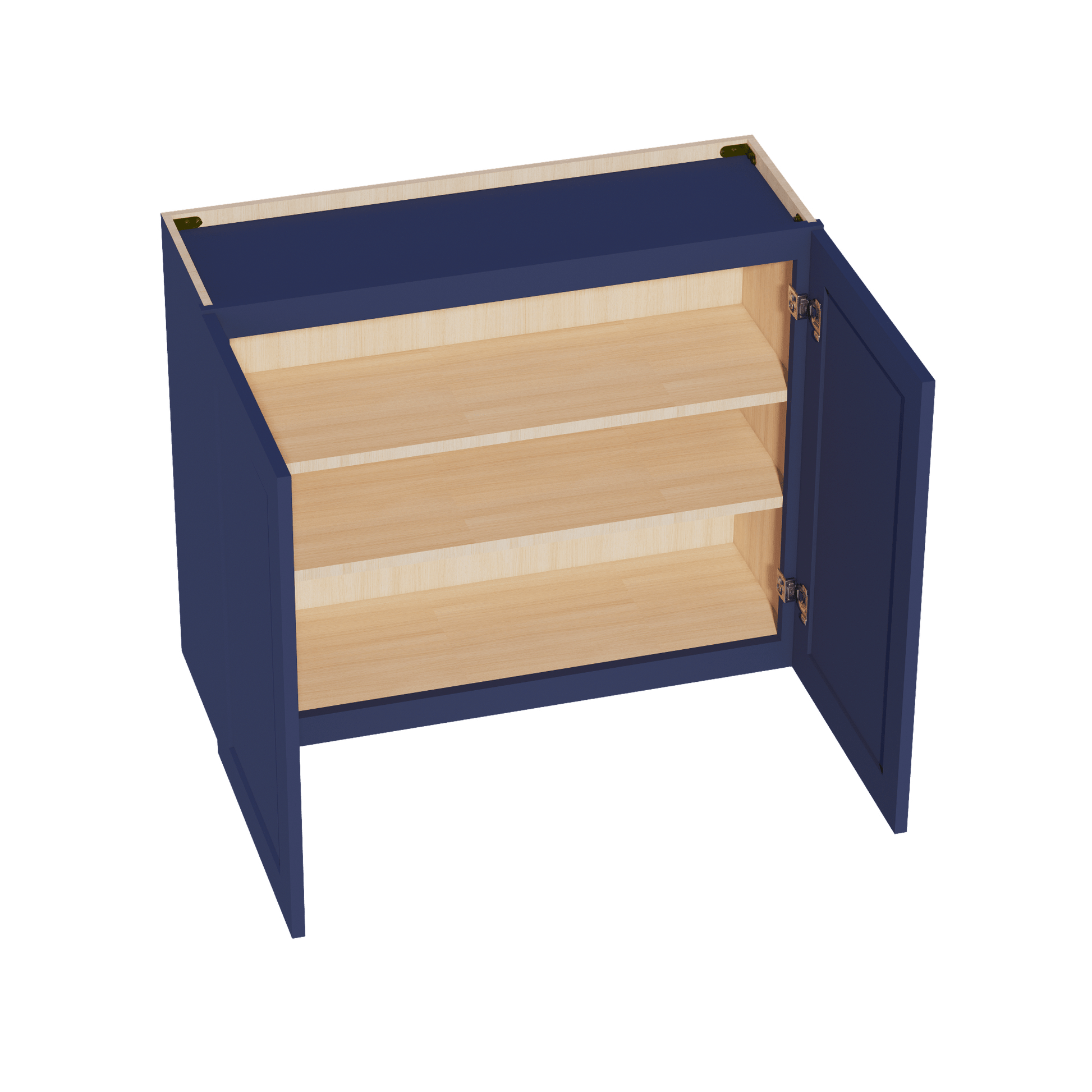 HB - W3630: Indigo Blue Shaker 36"W x 30"H 2 Doors & 2 Shelves Standard Wall Cabinet - NextCabinets