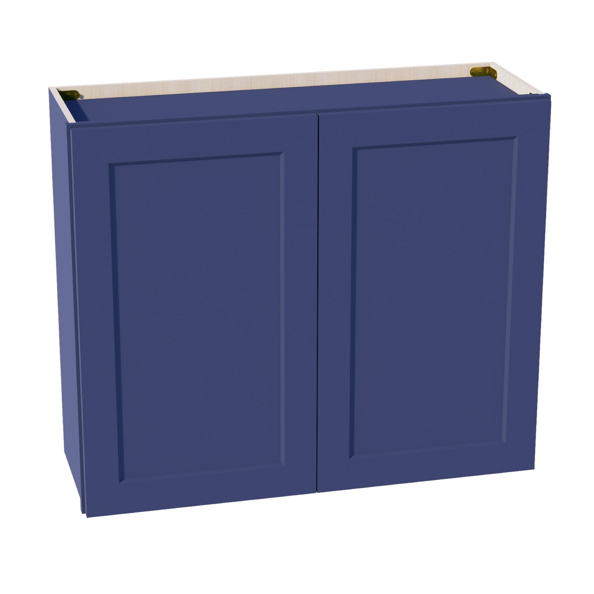 HB - W3630: Indigo Blue Shaker 36"W x 30"H 2 Doors & 2 Shelves Standard Wall Cabinet - NextCabinets