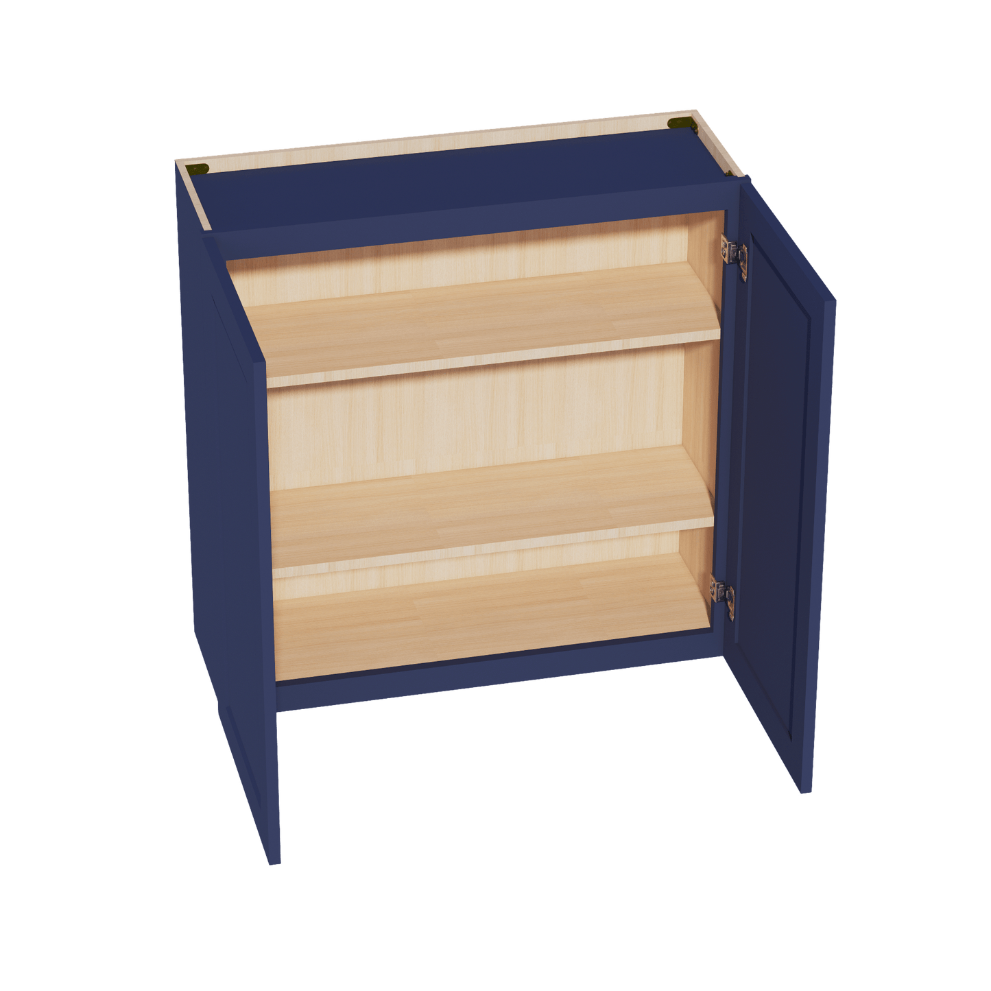 HB - W3636: Indigo Blue Shaker 36"W x 36"H 2 Doors & 2 Shelves Standard Wall Cabinet - NextCabinets