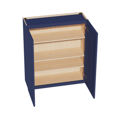 HB - W3642: Indigo Blue Shaker 36"W x 42"H 2 Doors & 3 Shelves Standard Wall Cabinet - NextCabinets
