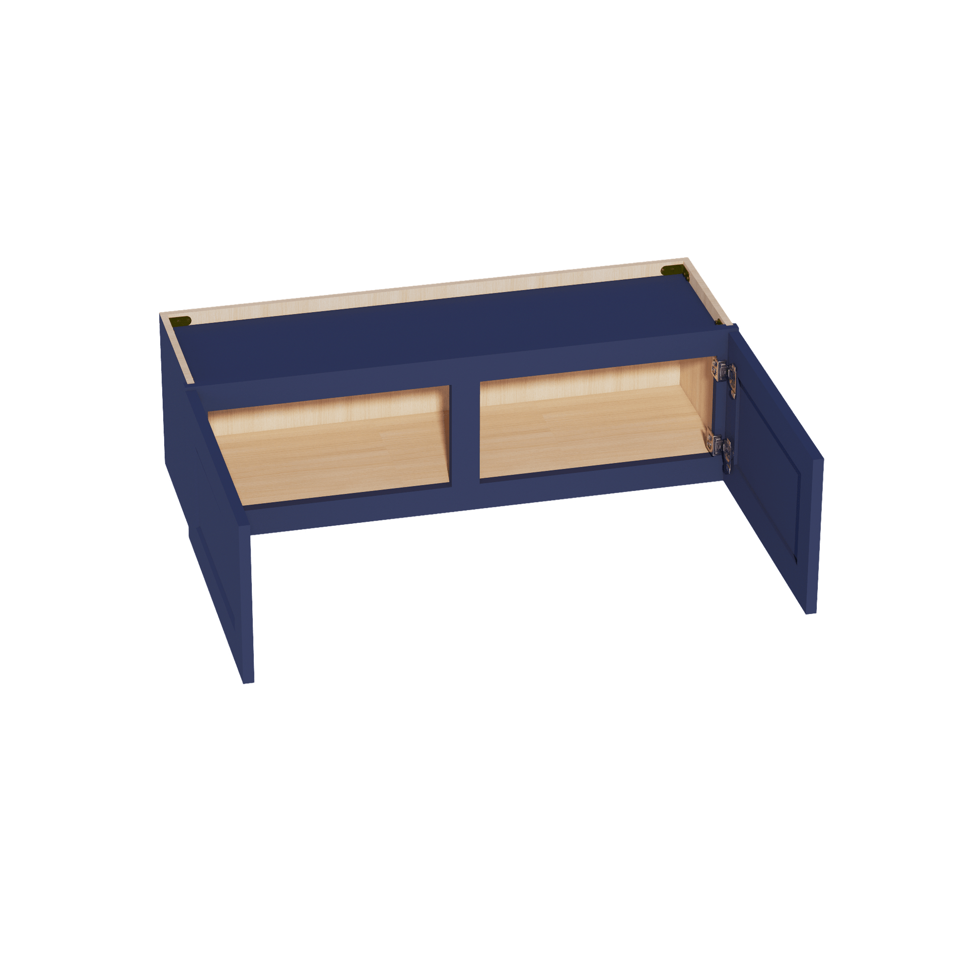 HB - W3912: Indigo Blue Shaker 39"W x 12"H 2 Doors Standard Wall Bridge Cabinet - NextCabinets