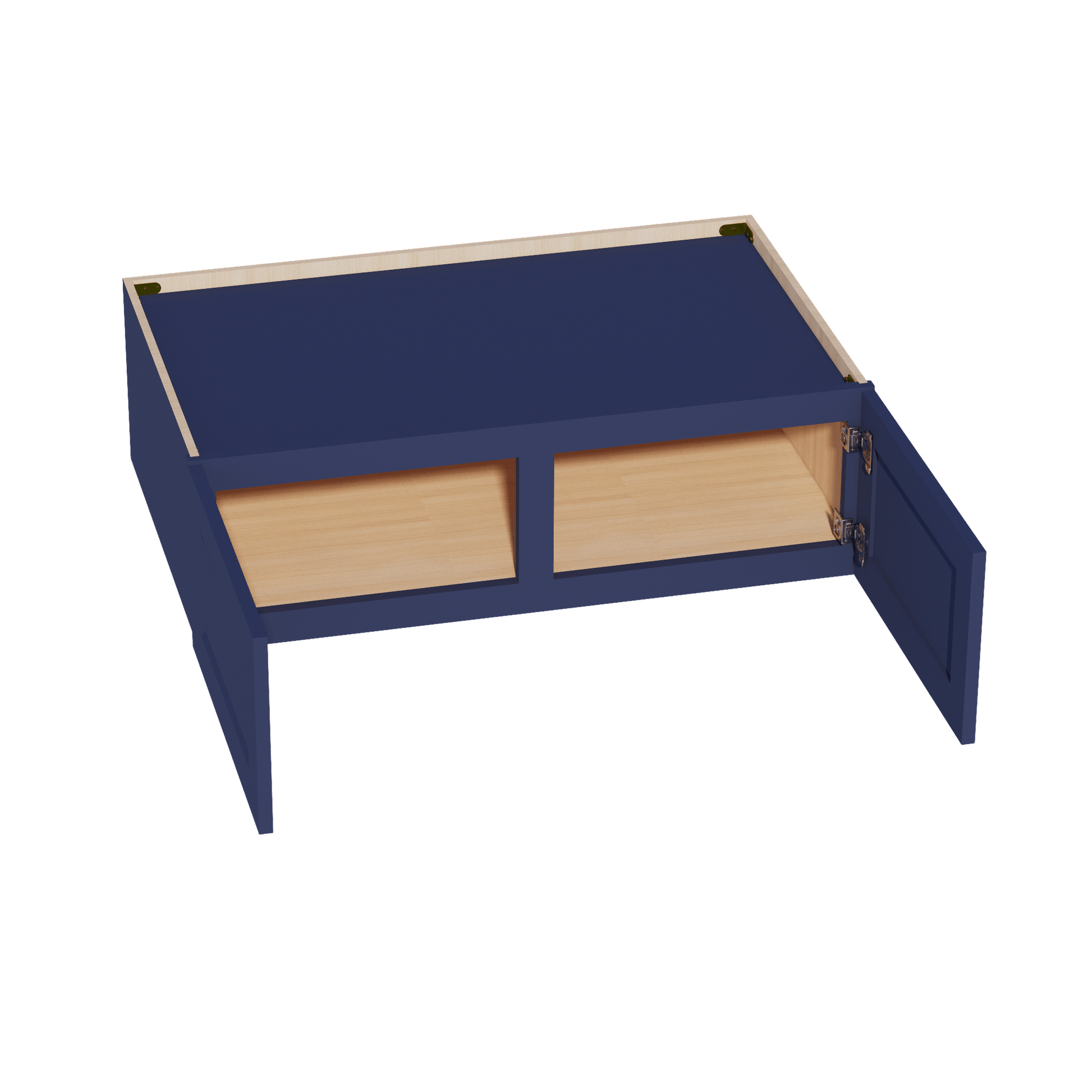 HB - W391224: Indigo Blue Shaker 39"W x 12"H x 24"D 2 Doors Standard Bridge Wall Cabinet - NextCabinets