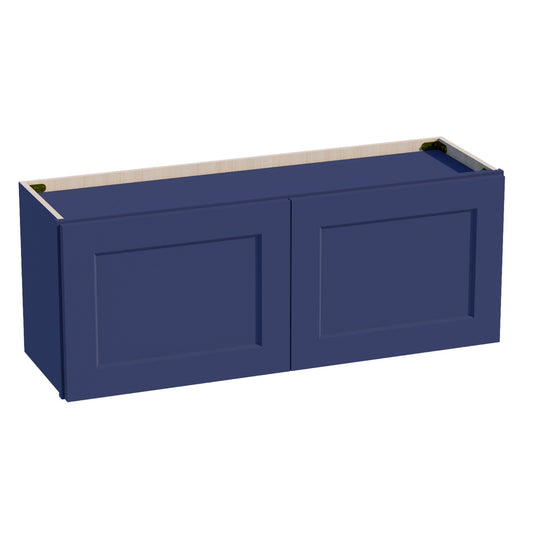 HB - W3915: Indigo Blue Shaker 39"W x 15"H 2 Doors Standard Wall Bridge Cabinet - NextCabinets