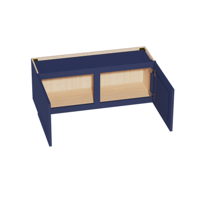 HB - W3915: Indigo Blue Shaker 39"W x 15"H 2 Doors Standard Wall Bridge Cabinet - NextCabinets