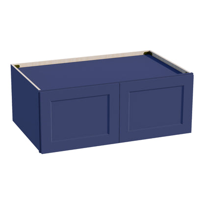 HB - W391524: Indigo Blue Shaker 39"W x 15"H x 24"D 2 Doors Standard Bridge Wall Cabinet - NextCabinets