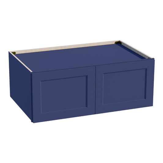 HB - W391524: Indigo Blue Shaker 39"W x 15"H x 24"D 2 Doors Standard Bridge Wall Cabinet - NextCabinets
