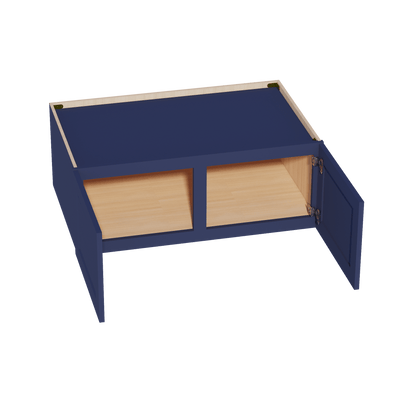 HB - W391524: Indigo Blue Shaker 39"W x 15"H x 24"D 2 Doors Standard Bridge Wall Cabinet - NextCabinets