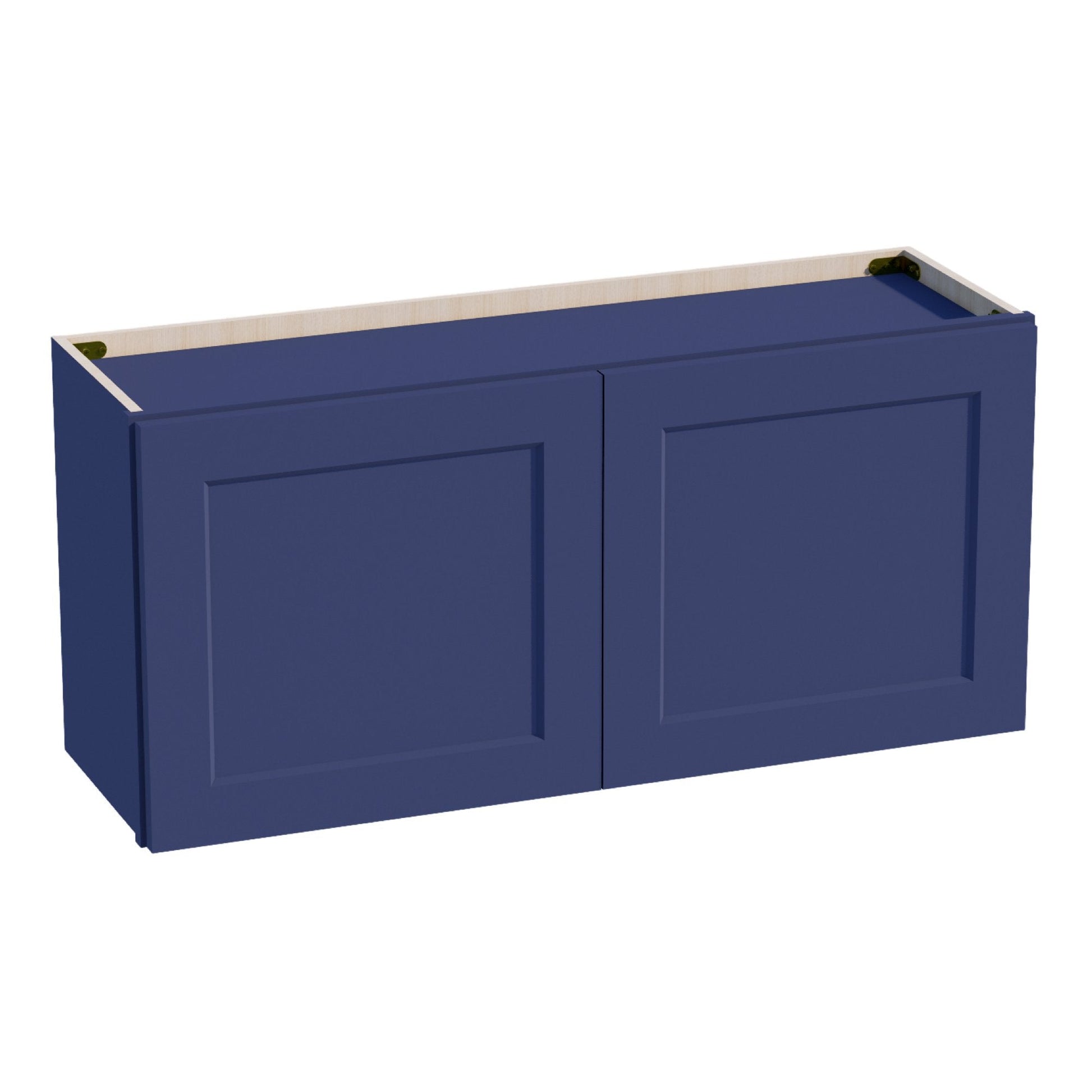 HB - W3918: Indigo Blue Shaker 39"W x 18"H 2 Doors Standard Wall Bridge Cabinet - NextCabinets