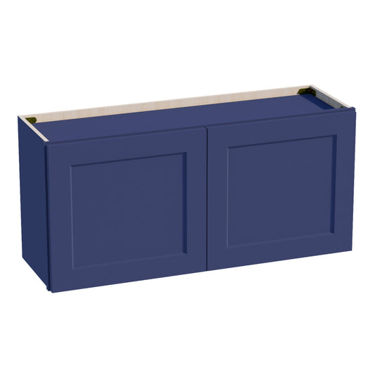 HB - W3918: Indigo Blue Shaker 39"W x 18"H 2 Doors Standard Wall Bridge Cabinet - NextCabinets
