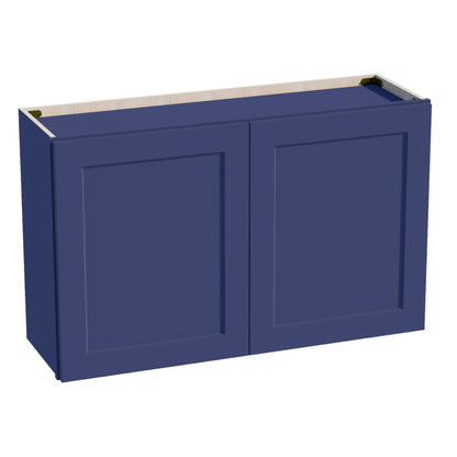 HB - W3924: Indigo Blue Shaker 39"W x 24"H 2 Doors Standard Wall Bridge Cabinet - NextCabinets
