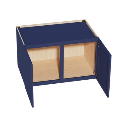 HB - W392424: Indigo Blue Shaker 39"W x 24"H x 24"D 2 Doors & 1 Shelf Standard Bridge Wall Cabinet - NextCabinets