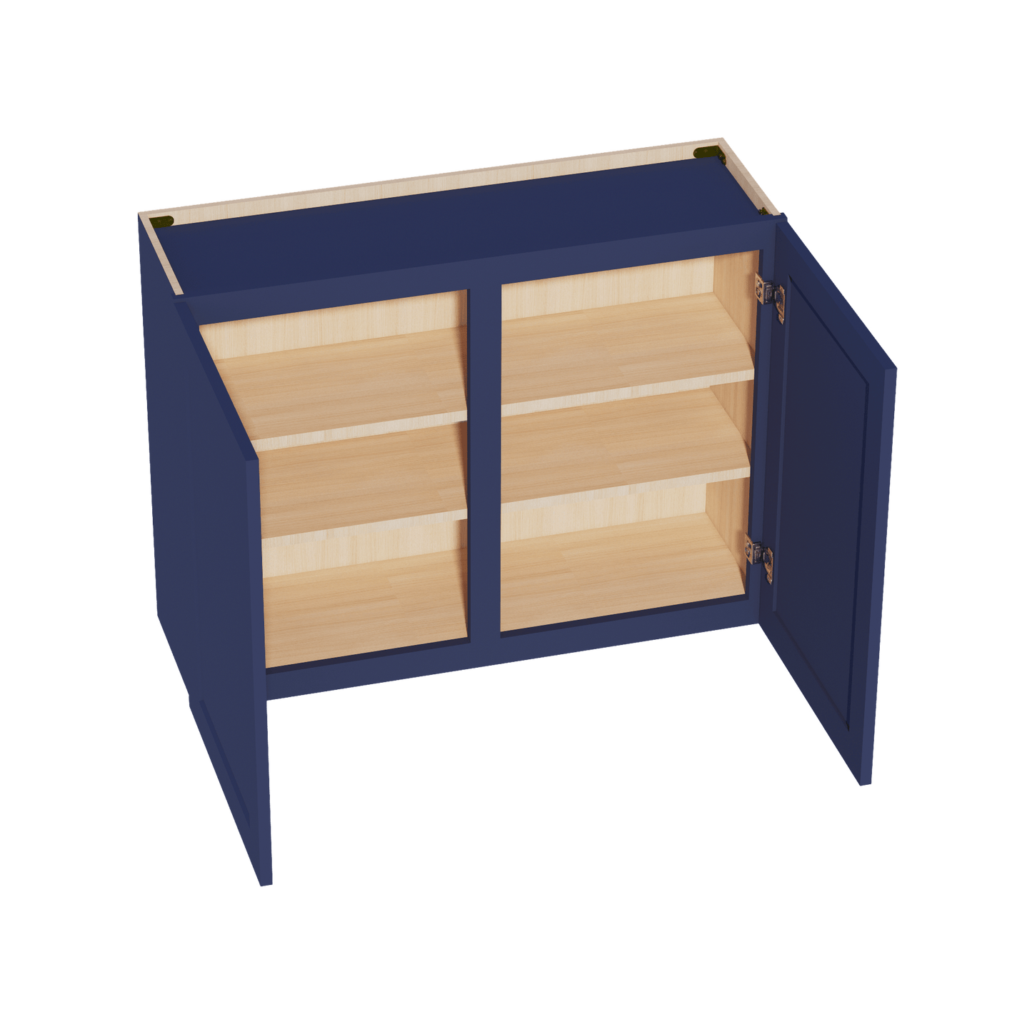 HB - W3930: Indigo Blue Shaker 39"W x 30"H 2 Doors & 2 Shelves Standard Wall Cabinet - NextCabinets
