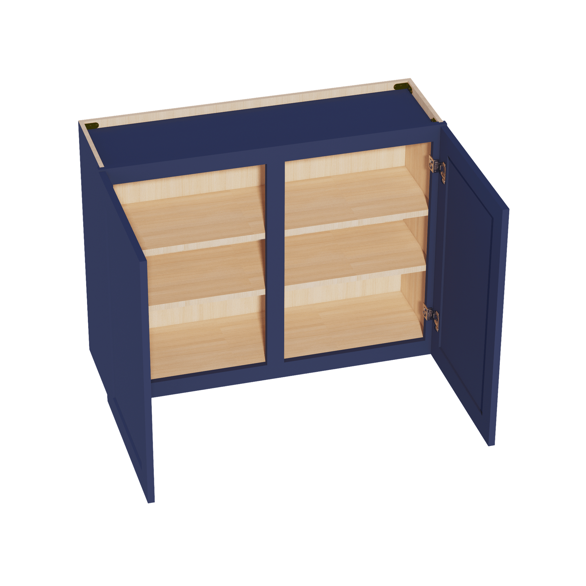 HB - W3930: Indigo Blue Shaker 39"W x 30"H 2 Doors & 2 Shelves Standard Wall Cabinet - NextCabinets