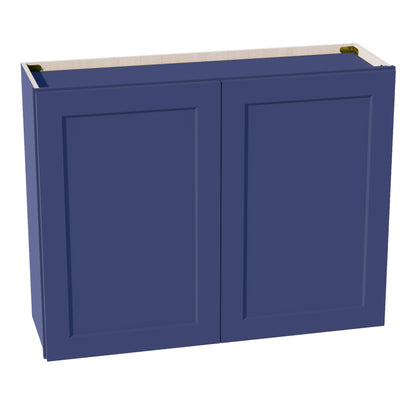 HB - W3930: Indigo Blue Shaker 39"W x 30"H 2 Doors & 2 Shelves Standard Wall Cabinet - NextCabinets