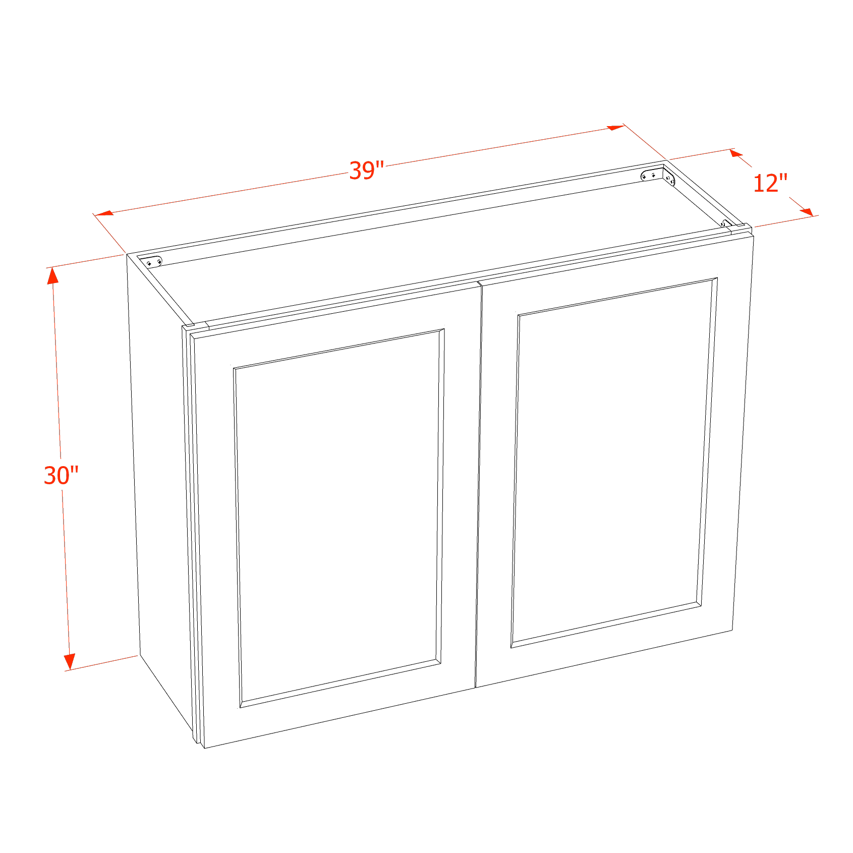 HB - W3930: Indigo Blue Shaker 39"W x 30"H 2 Doors & 2 Shelves Standard Wall Cabinet - NextCabinets
